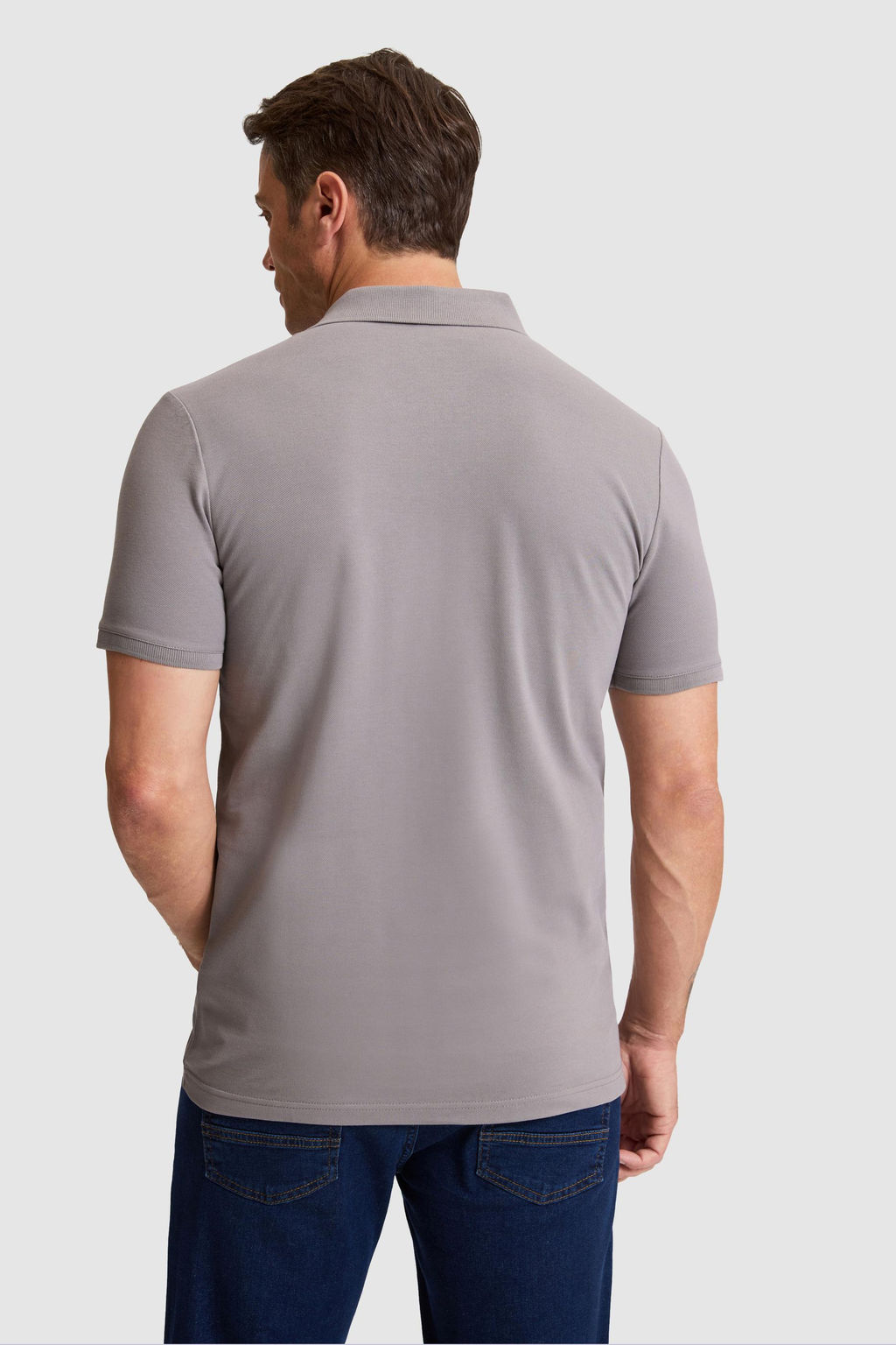 Erkek Gri Regular Fit Polo Yaka Basic Ti__rt