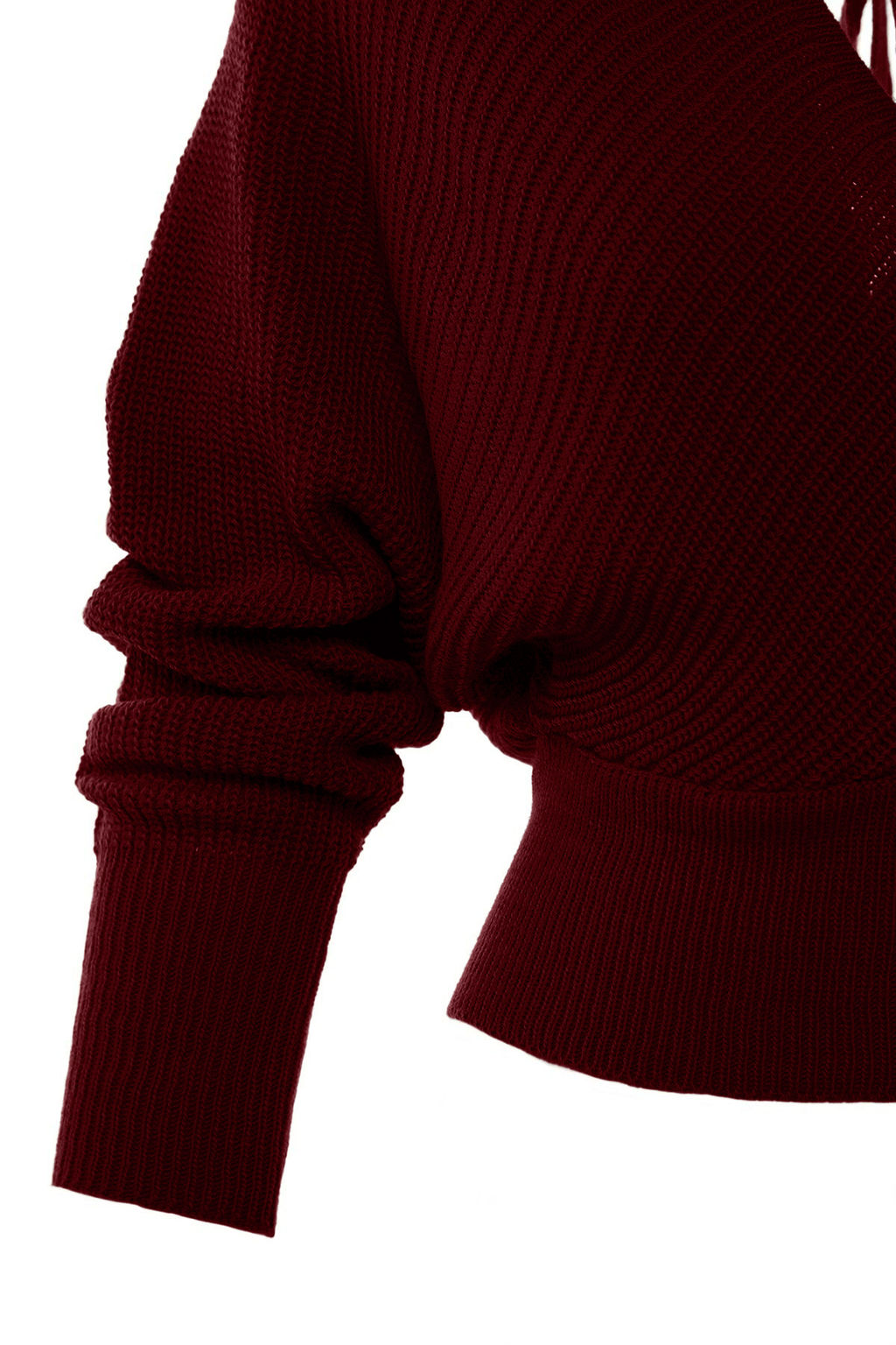 Bordo Kruvaze Triko Kazak TWOAW21KZ1277 - Trendyolmilla фото 7