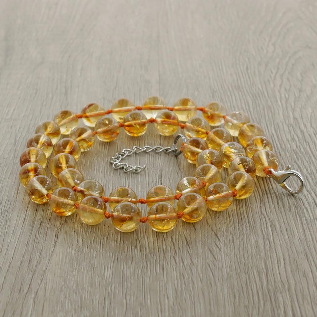 Бусы из цитрина 10мм, круглые, длина 45см