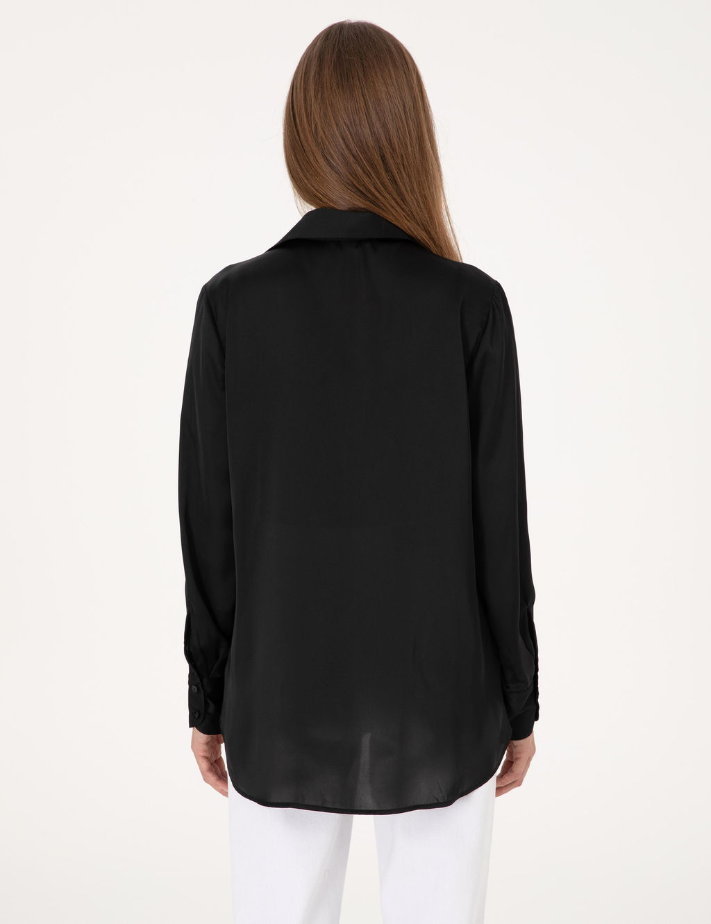 Siyah Comfort Fit Saten Uzun Kollu G_mlek - Pierre cardin фото 5