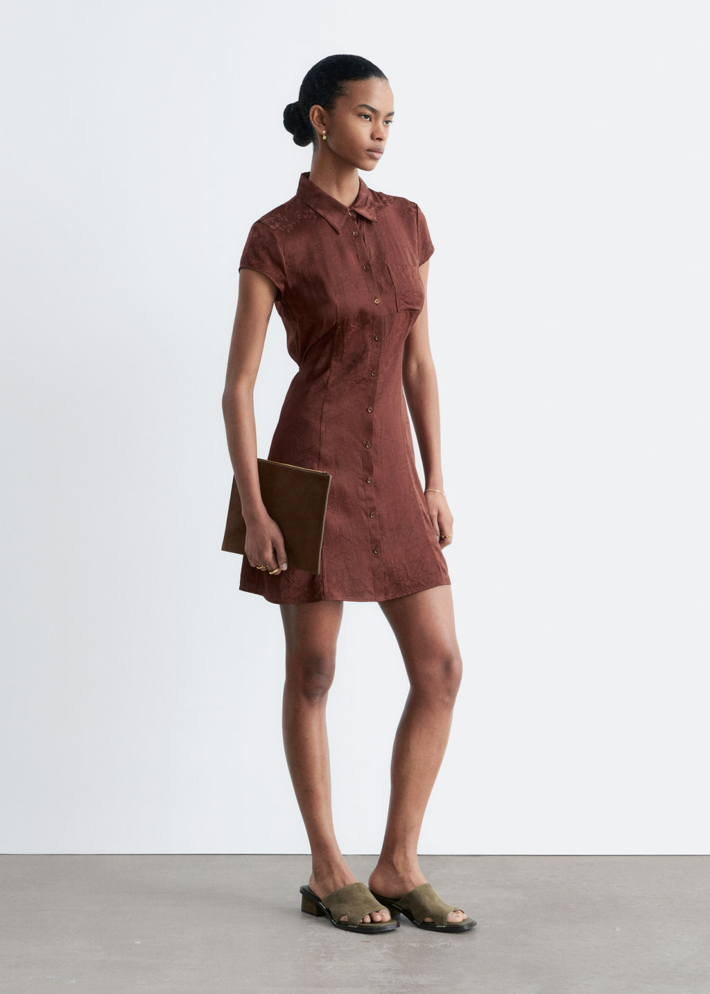 Minivestido camisero de jacquard - H&m фото 7