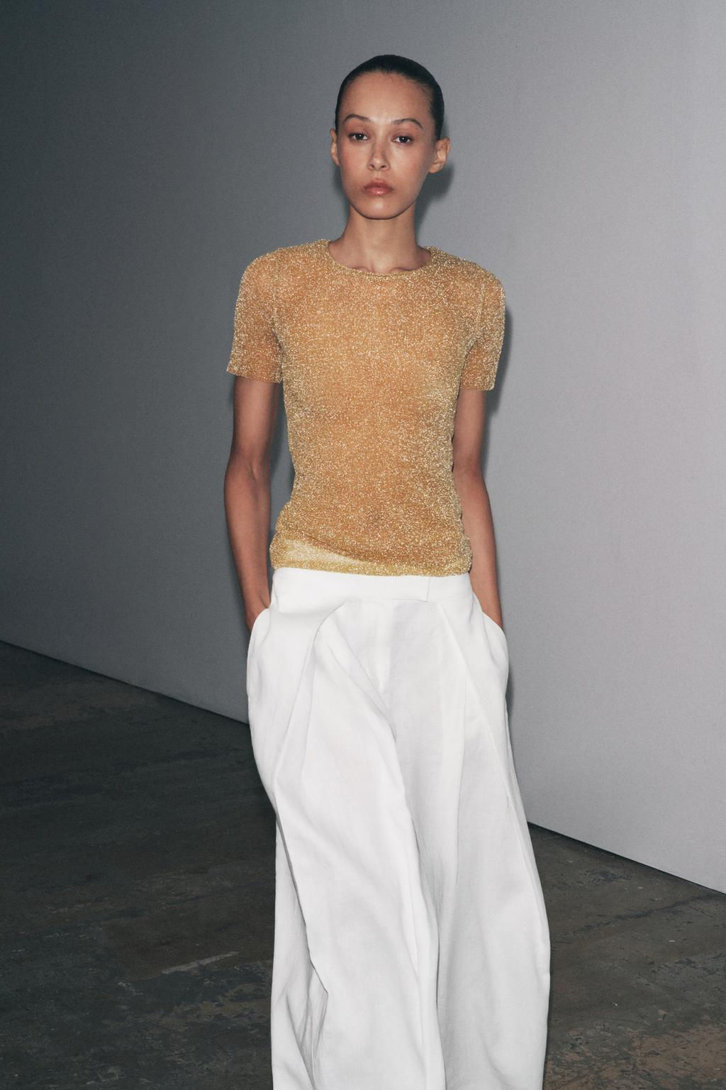 METALLIC SHORT SLEEVE T-SHIRT - Zara фото 4