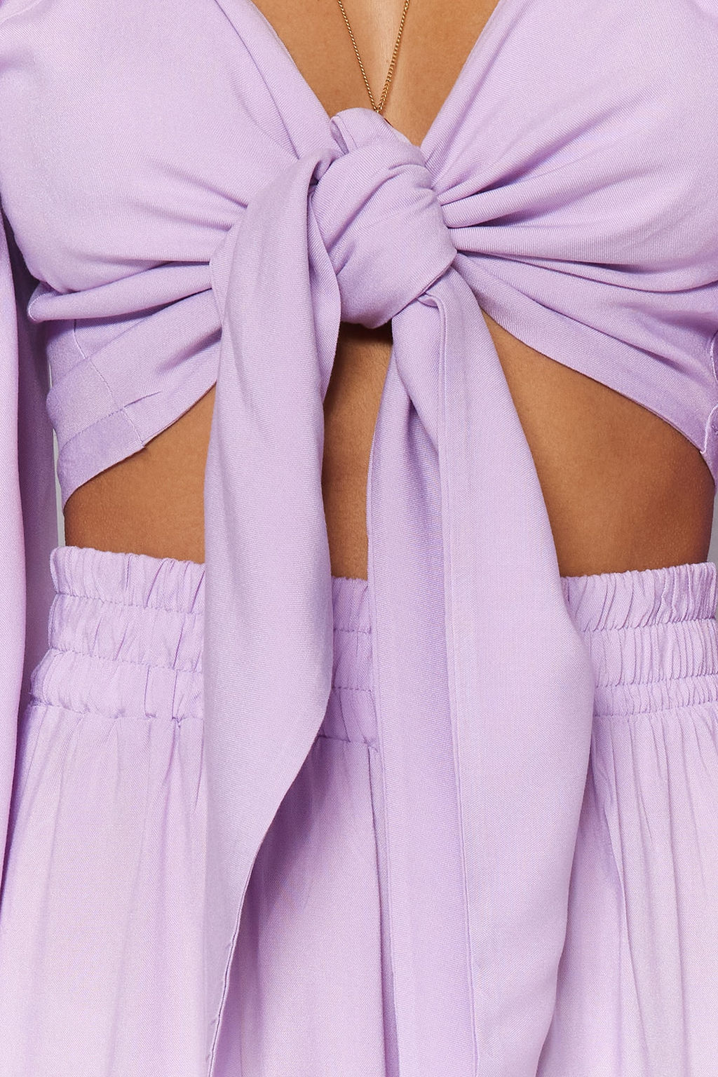 Plaj Giyim Lila Dokuma Baglama Detayl? Bluz-Pantolon Tak?m TBESS23AU00072 - Trendyolmilla фото 4