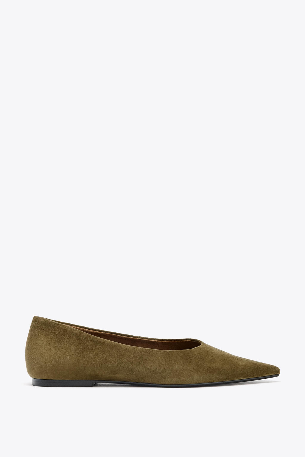 POINTED SPLIT SUEDE BALLET FLATS - Zara фото 2