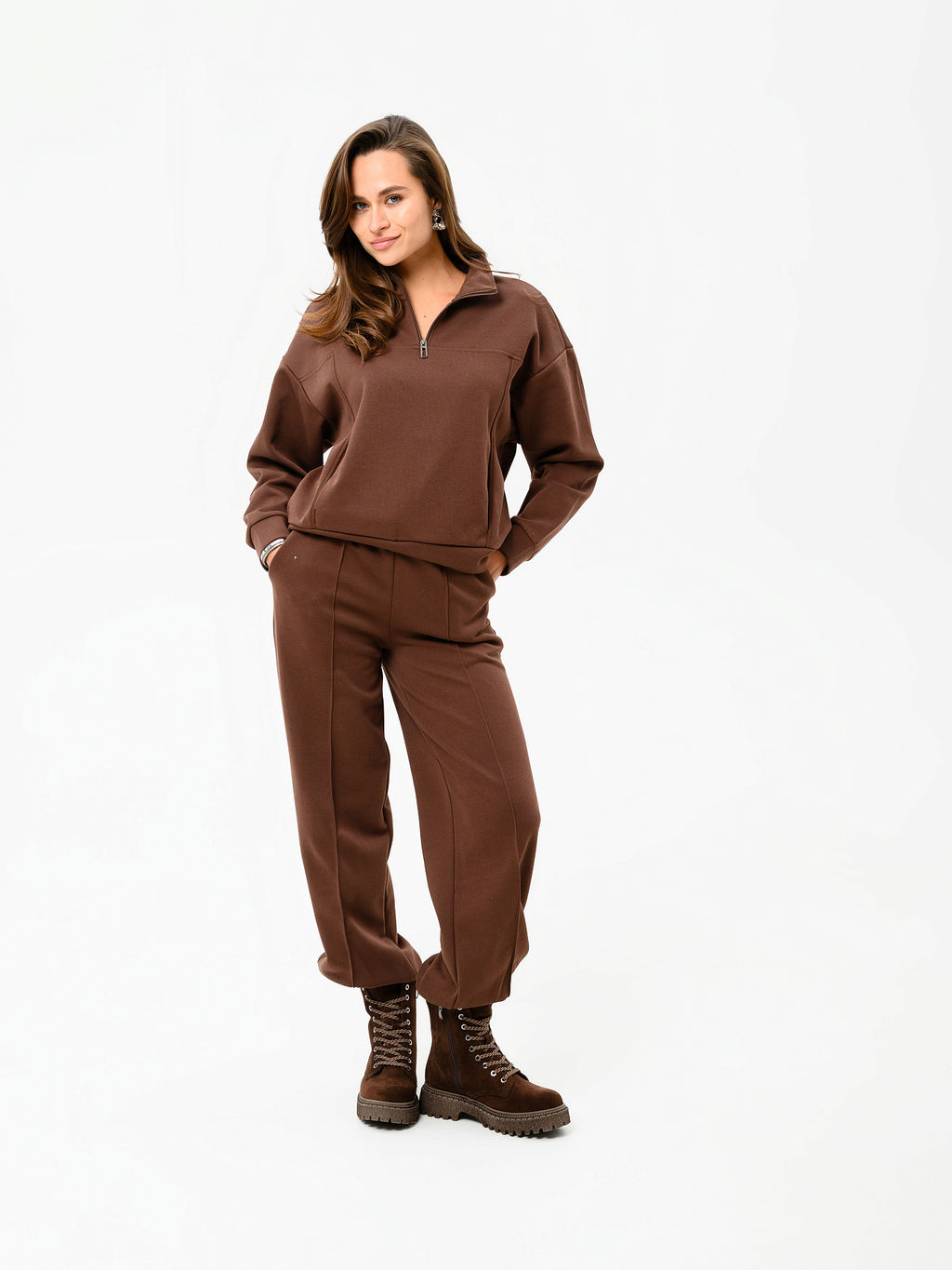 Ботинки 327.22511br.Коричневый замша/байка