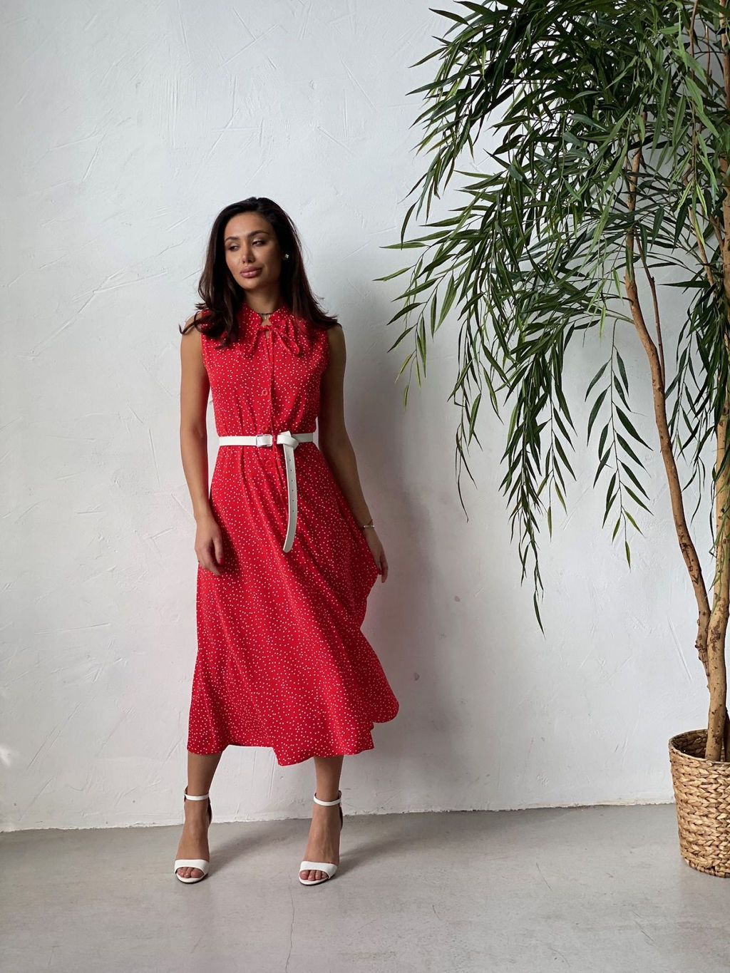Платье, как из к/ф Красотка, красное в хаотичный горошек - Martichelli фото 32