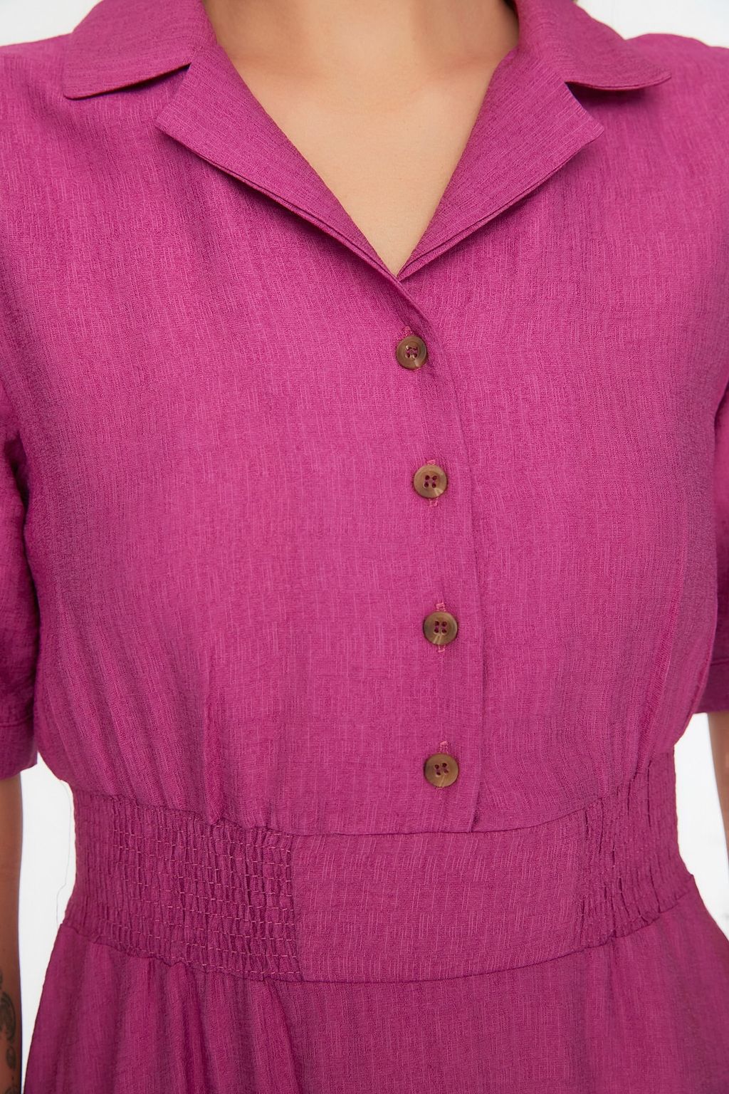 TRENDYOLMILLA Turuncu A Kesim Gomlek Yaka Gipeli Midi Dokuma Elbise TWOSS21EL1023  фото 20