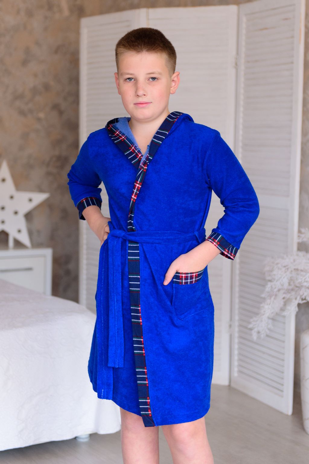 Халат детский из махры Артем синий - Амадэль фото 3