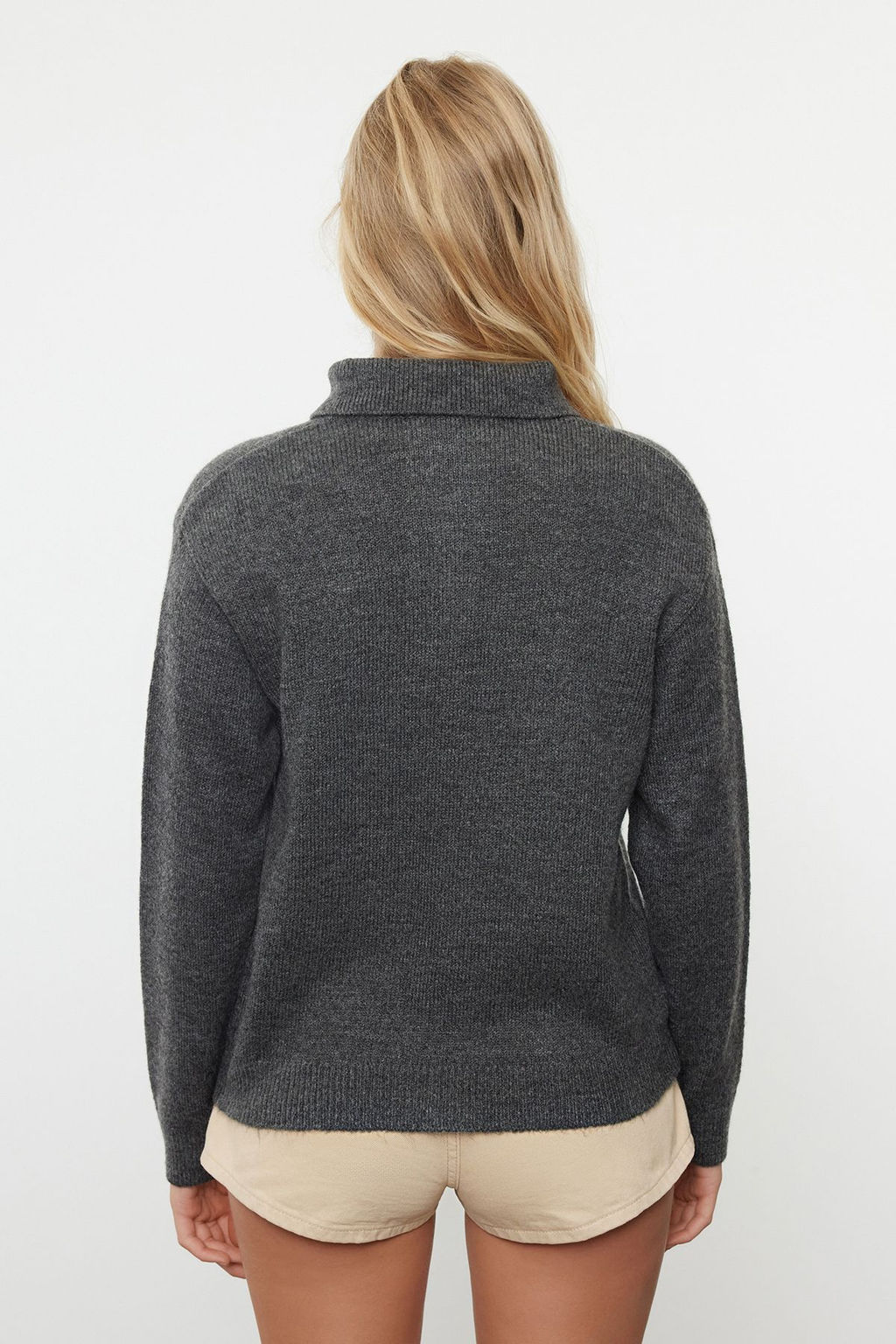 Vizon More Sustainable Yumusak Dokulu Genis Kal?p Polo Yaka Triko Kazak TWOAW25KZ00308 - Trendyolmilla фото 10