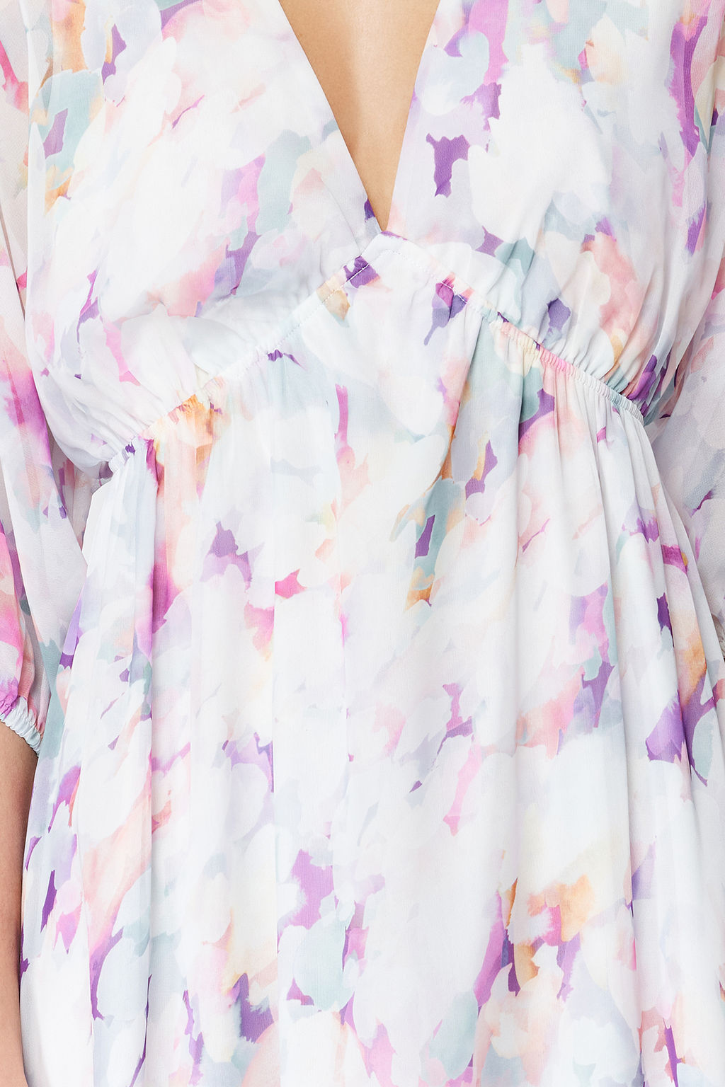 Pembe Soyut Desenli Etegi Belden Ac?lan Maxi Sifon Astarl? Dokuma Elbise TWOSS24EL00611 - Trendyolmilla фото 10