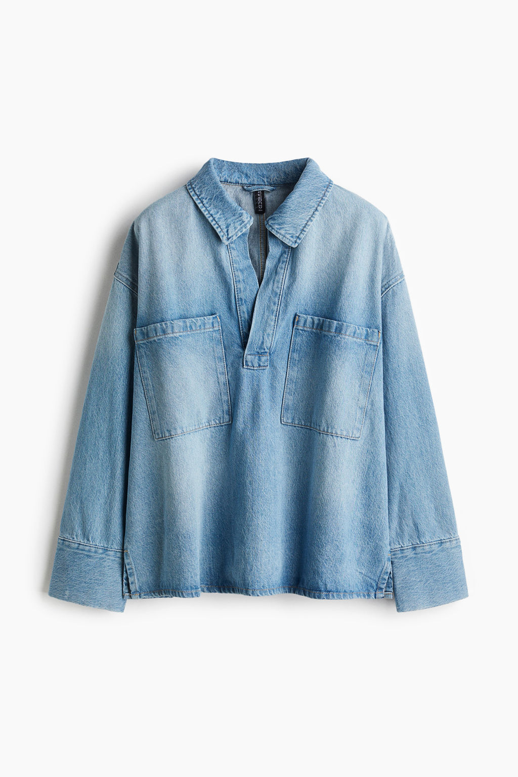 Camisa denim oversize con dise?o popover