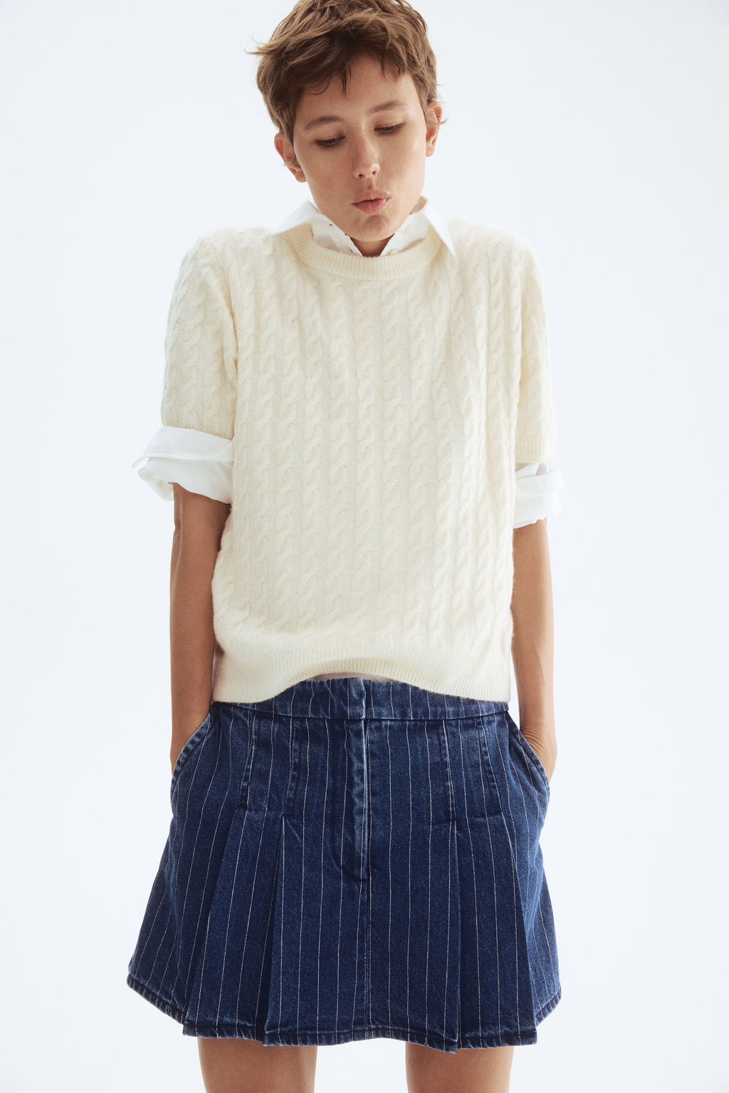 Falda pantal?n tableada en denim - H&m фото 2