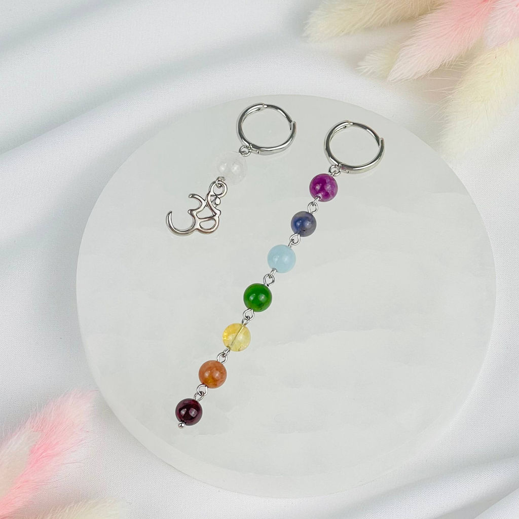 Серьги 7 чакр из Самоцветов