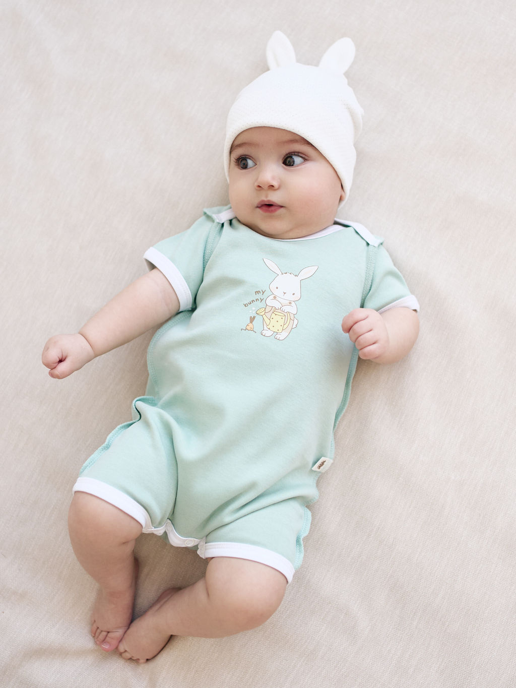 Шапочка с ушками Молоко 0+ - Bungly фото 2