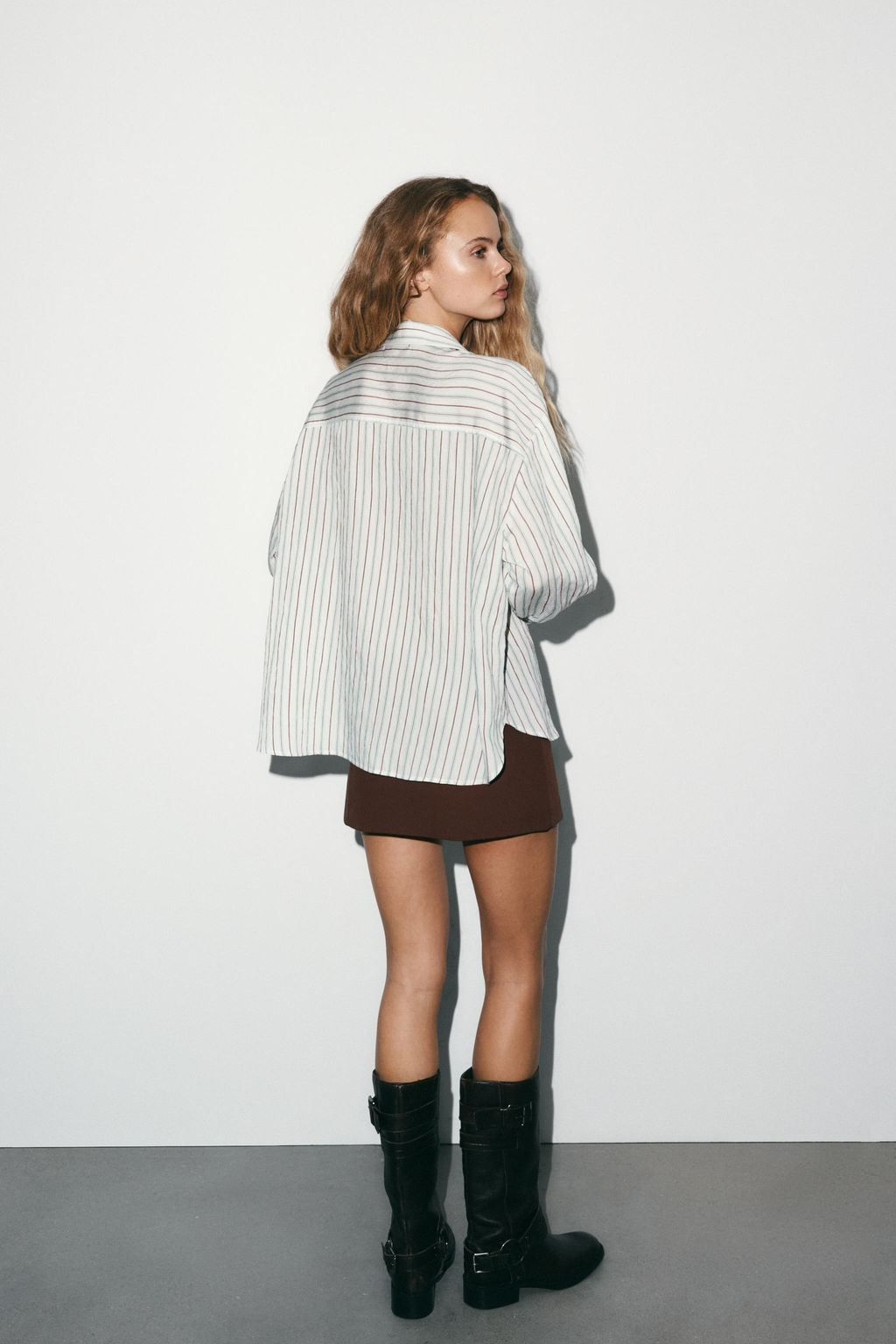 FLOWING STRIPED SHIRT WITH SCARF DETAIL - Zara фото 4