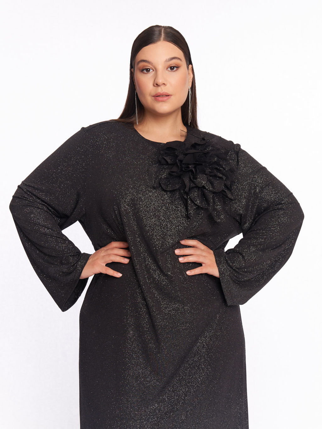 Платье вечернее с цветком 1PP51727BLK60