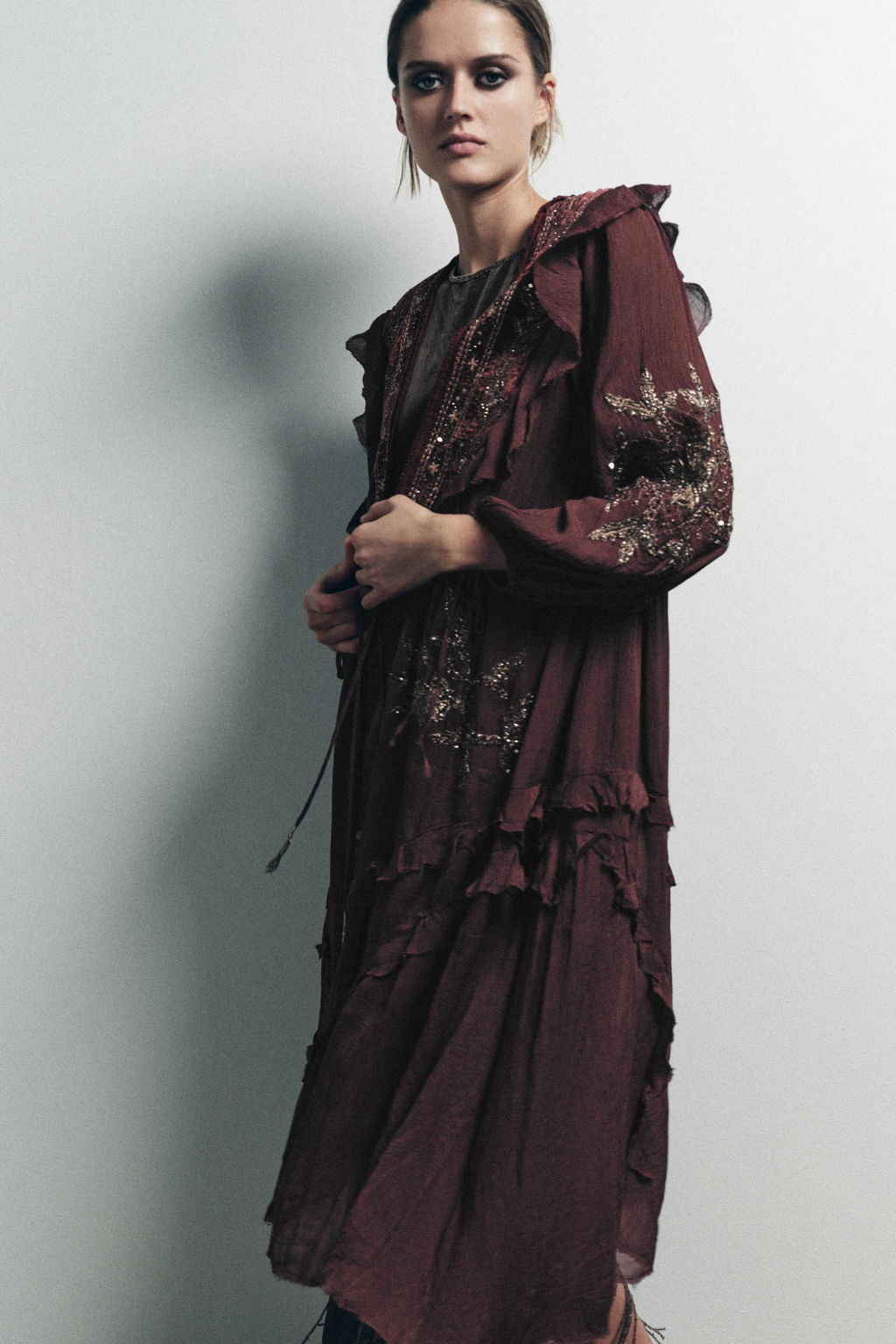 COMBINED GEORGETTE SEQUIN TOP - Zara фото 5