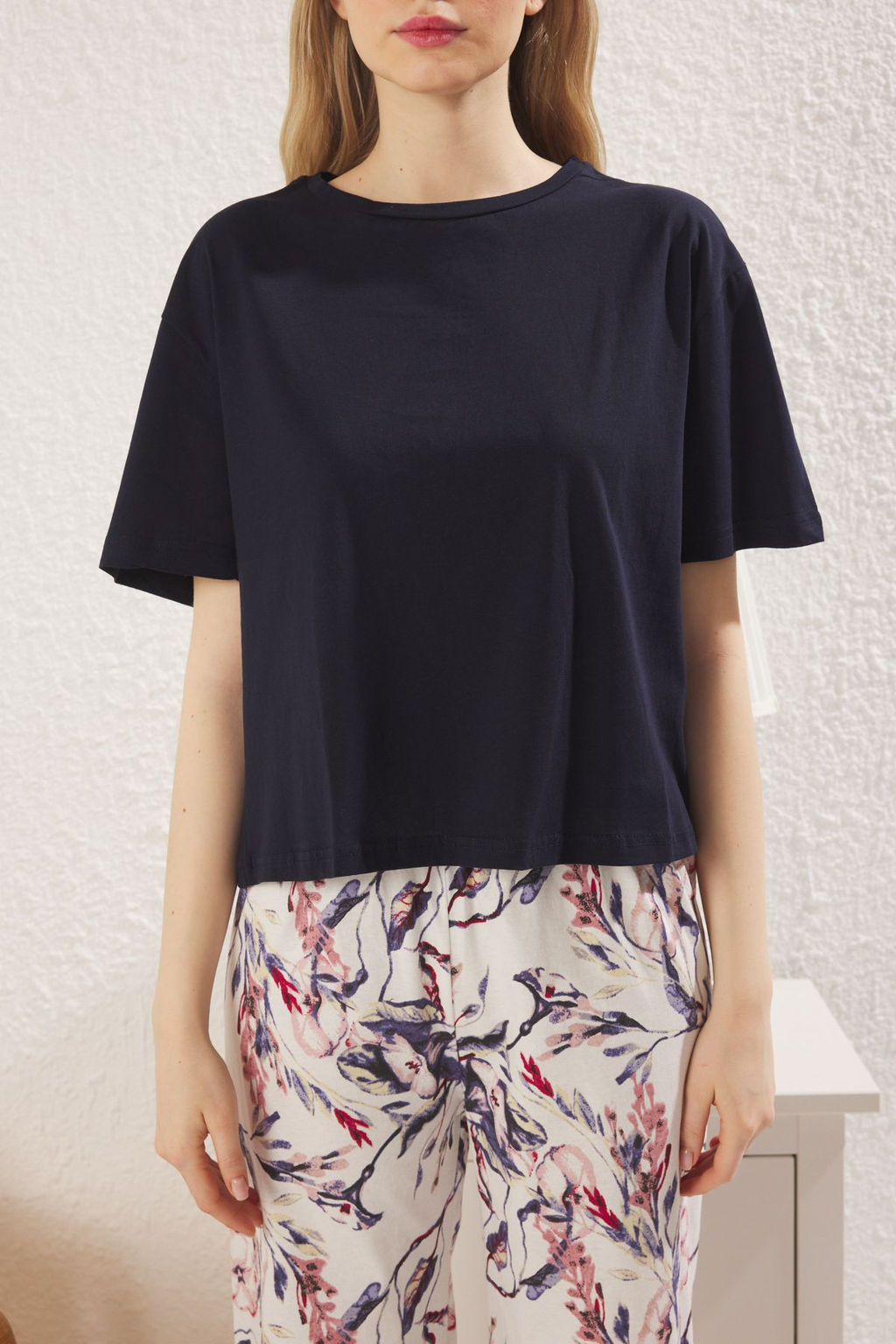 Trendyolmilla Lacivert Cicekli Kapri Orme Pijama Tak?m? THMSS24PT00216  фото 3