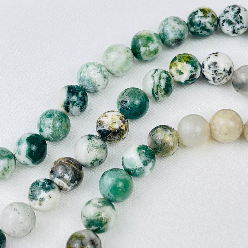 Бусины для украшений из Мохового агата (38 бусин)