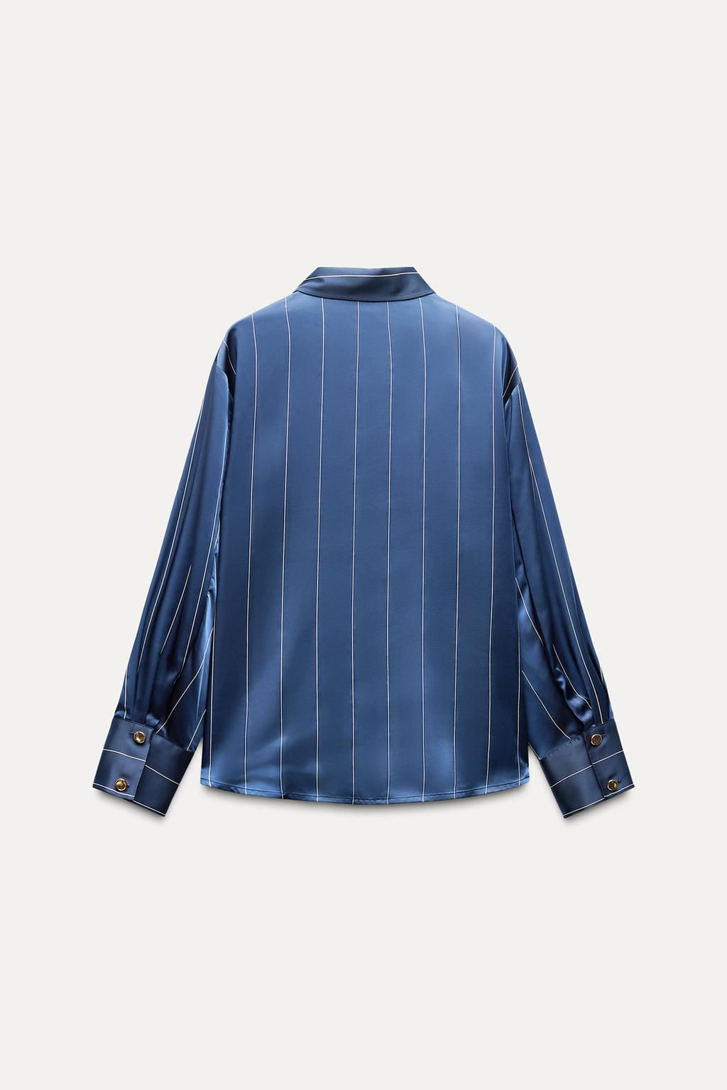 STRIPED SATIN SHIRT - Zara фото 6