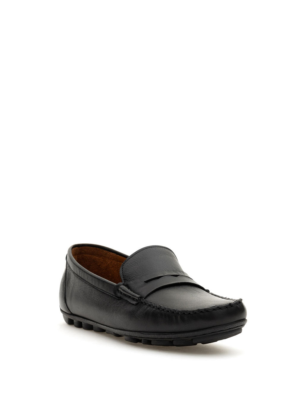 Siyah %100 Deri Loafer Ayakkab_