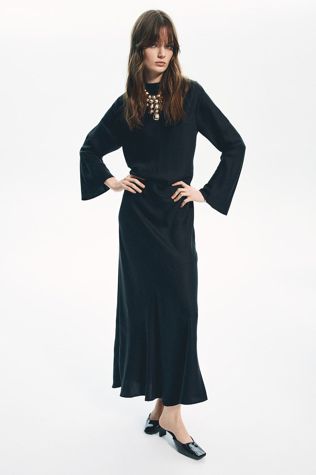 Vestido de saten con espalda descubierta - H&m фото 2