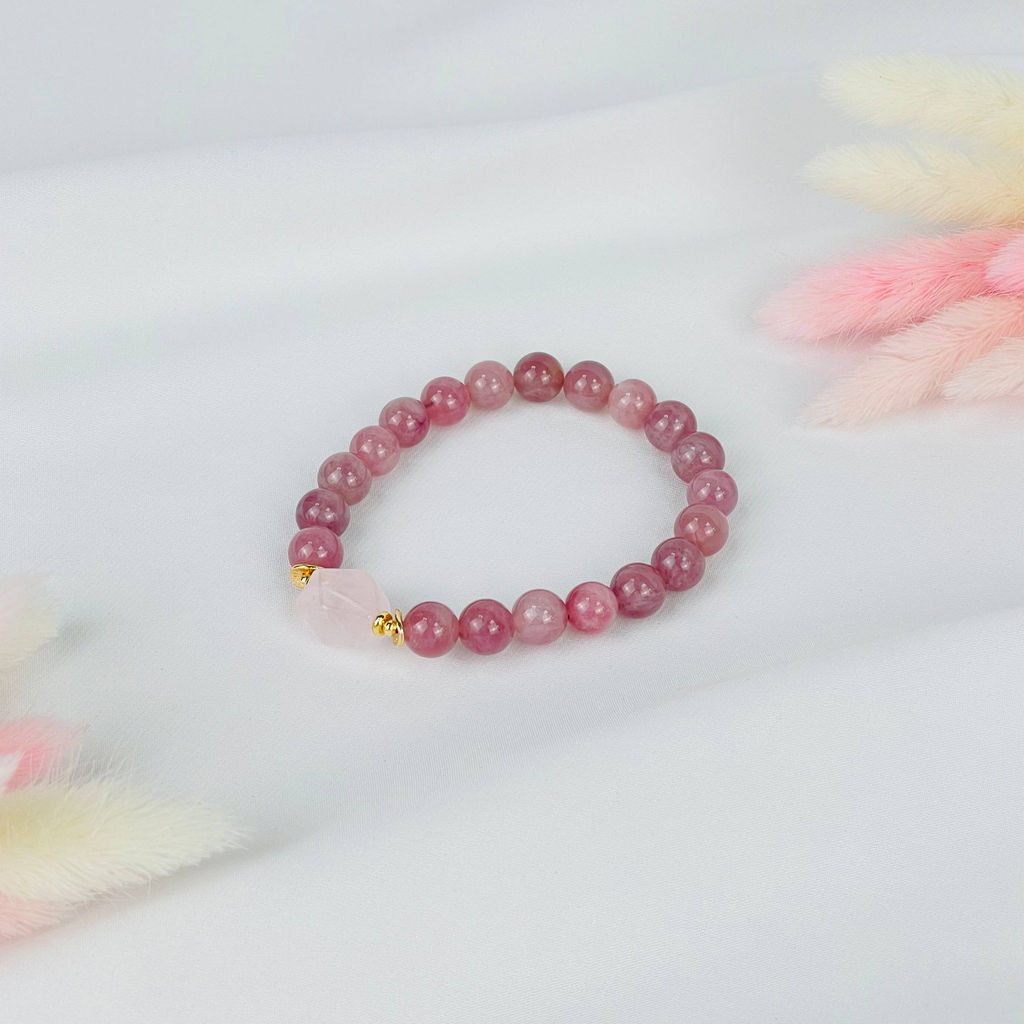 Браслет из мадагаскарского Розового кварца 18 см