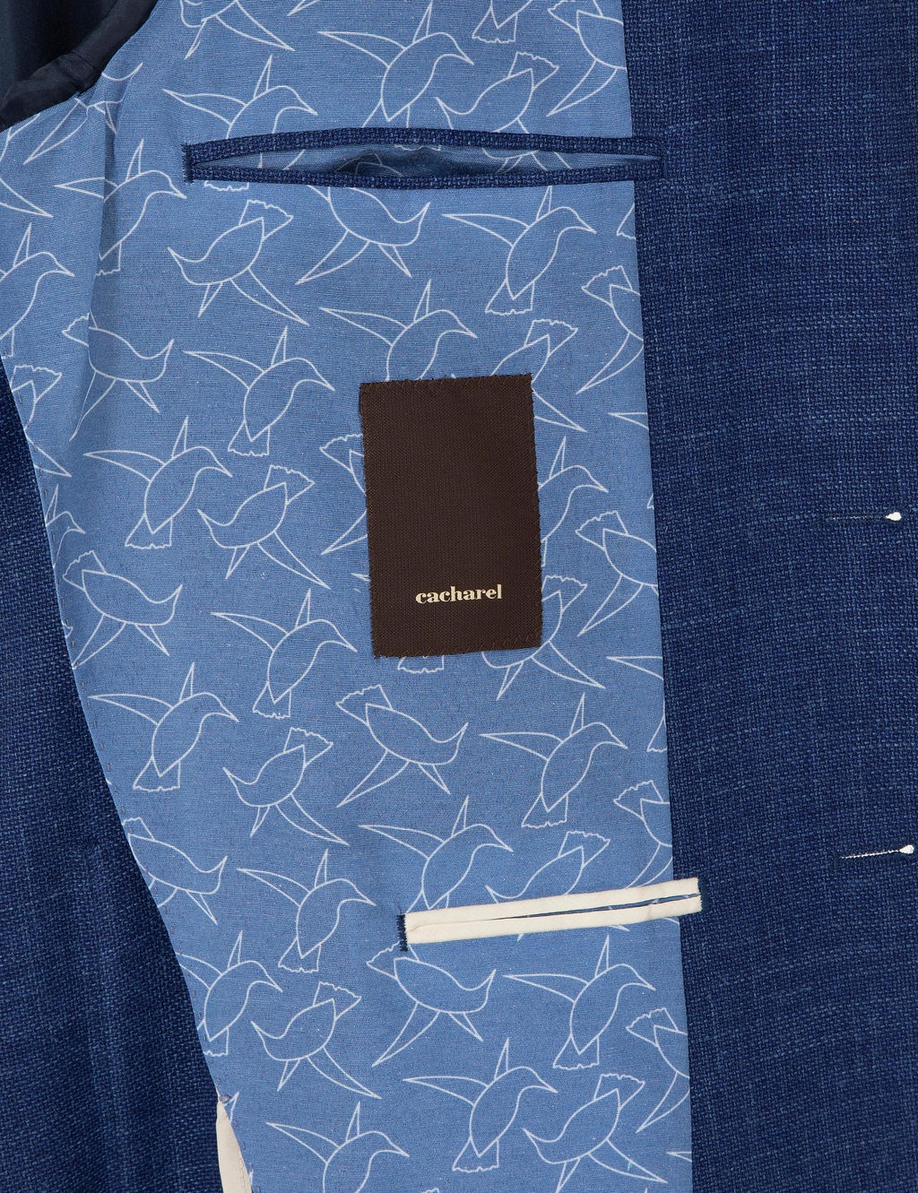 Синий приталенный пиджак из смесового льна - Cacharel фото 6