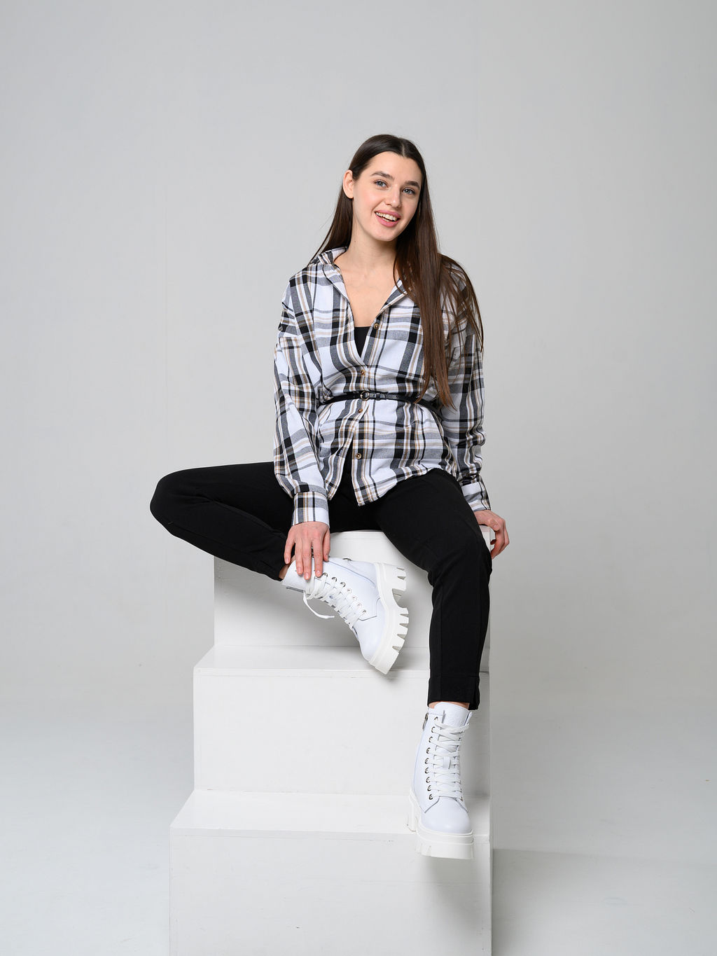 Ботинки 329.зиплайнw.Белый/байка