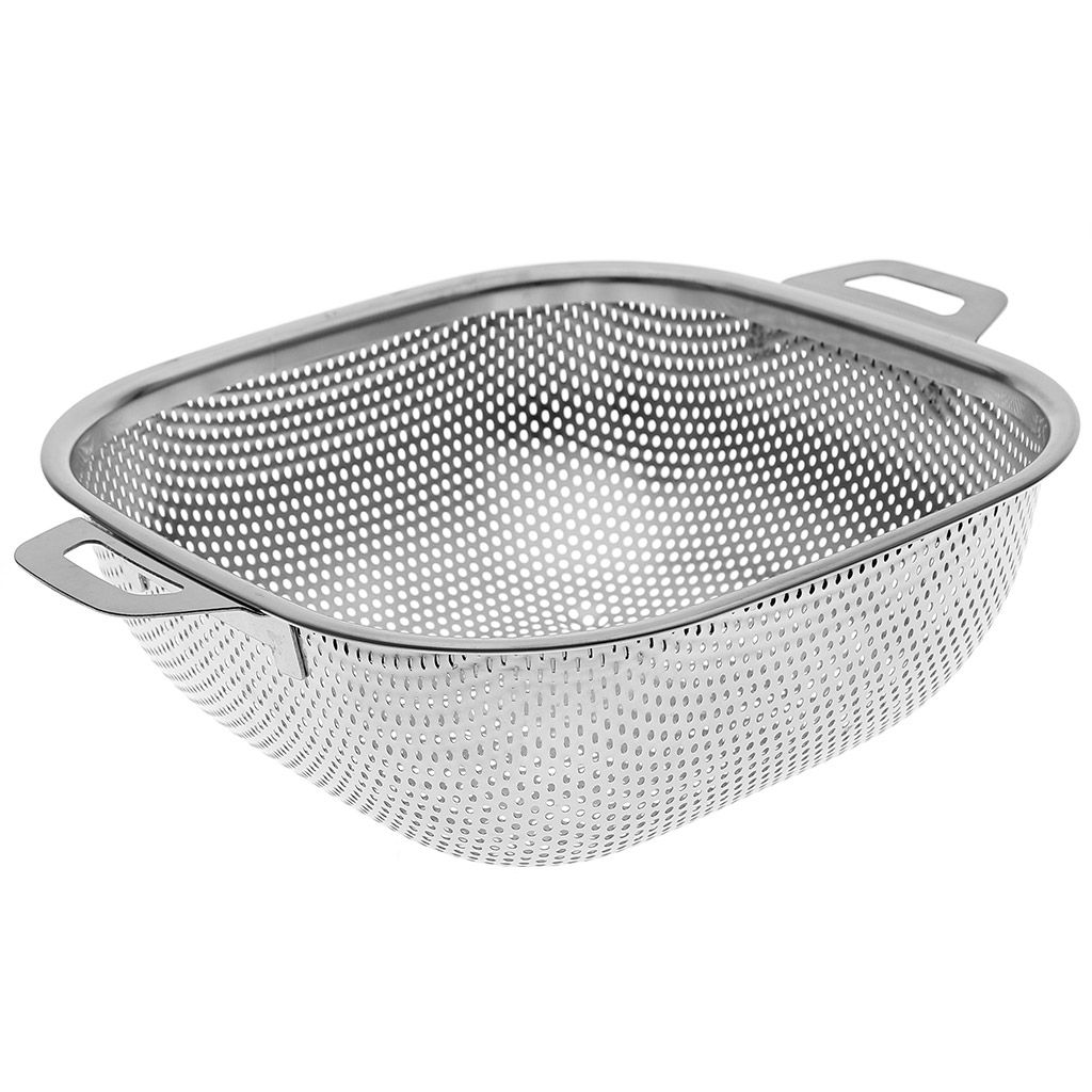 Дуршлаг из нержавеющей стали Шеф 24х24см h8,7см, 3л, s0,45мм, с ручками, на ножках (Китай)