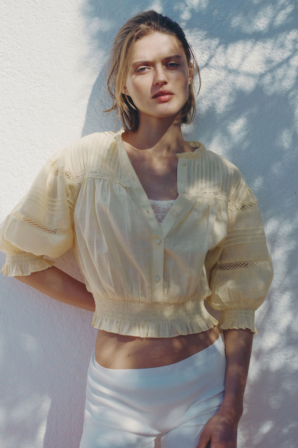 Blusa de algod?n con jaretas - H&m фото 5