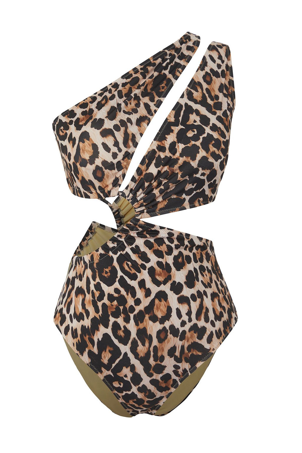 Leopar Desenli Tek Omuz Tunelli Cut Out/Pencereli Regular Core Mayokini TBESS23MA00206