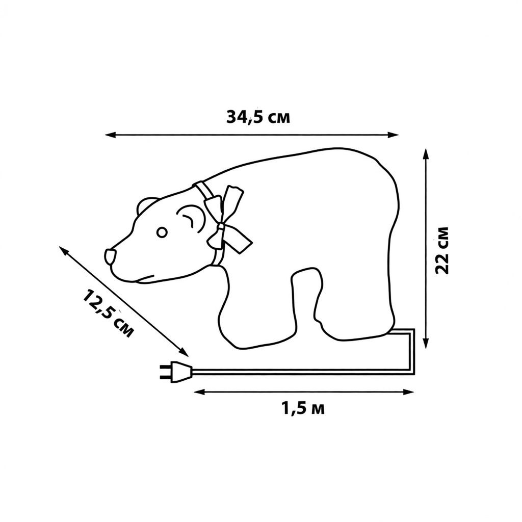 ULD-M3423-040/STA WHITE IP20 WHITE BEAR Фигура светодиодная Белый медведь, 35*22см, 40 светодиодов. Белый свет. Провод прозрачный. TM Uniel - Volpe фото 10