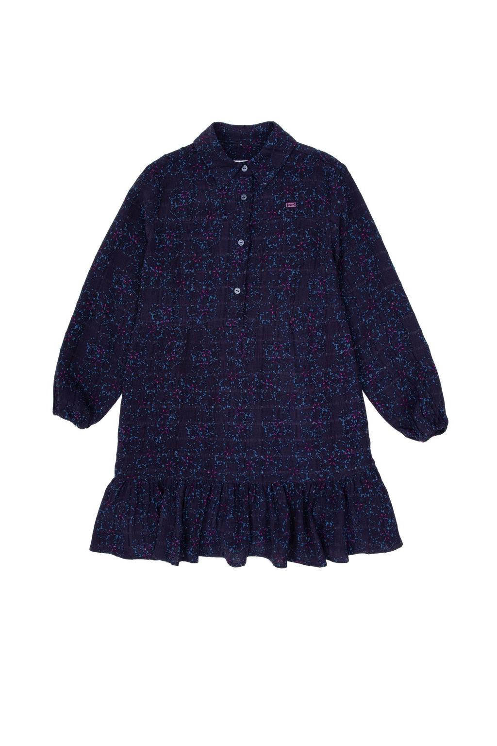 K_z _ocuk Lacivert Dokuma Elbise