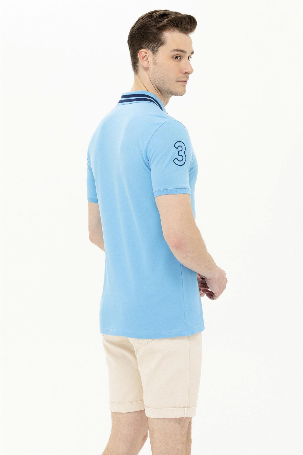 U. S. Polo Assn / Мужская бирюзовая базовая футболка с воротником-поло - U.s. polo assn фото 5