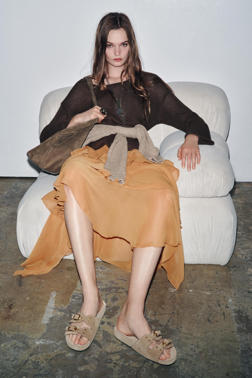 SPLIT SUEDE BUCKLE SANDALS - Zara фото 6