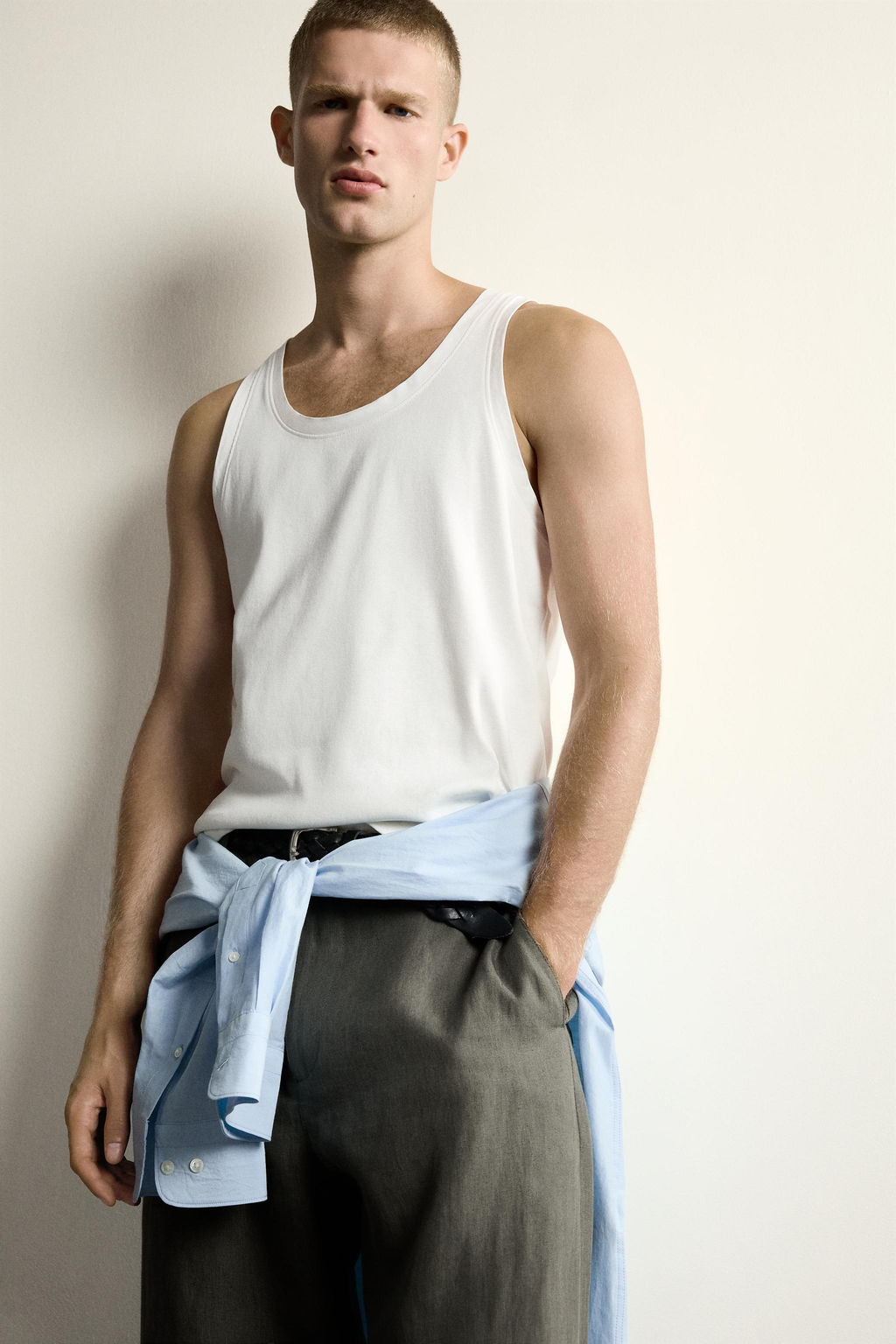 CAMISETA TANK RIB VIVO COMBINADO / Blanco - Zara фото 5