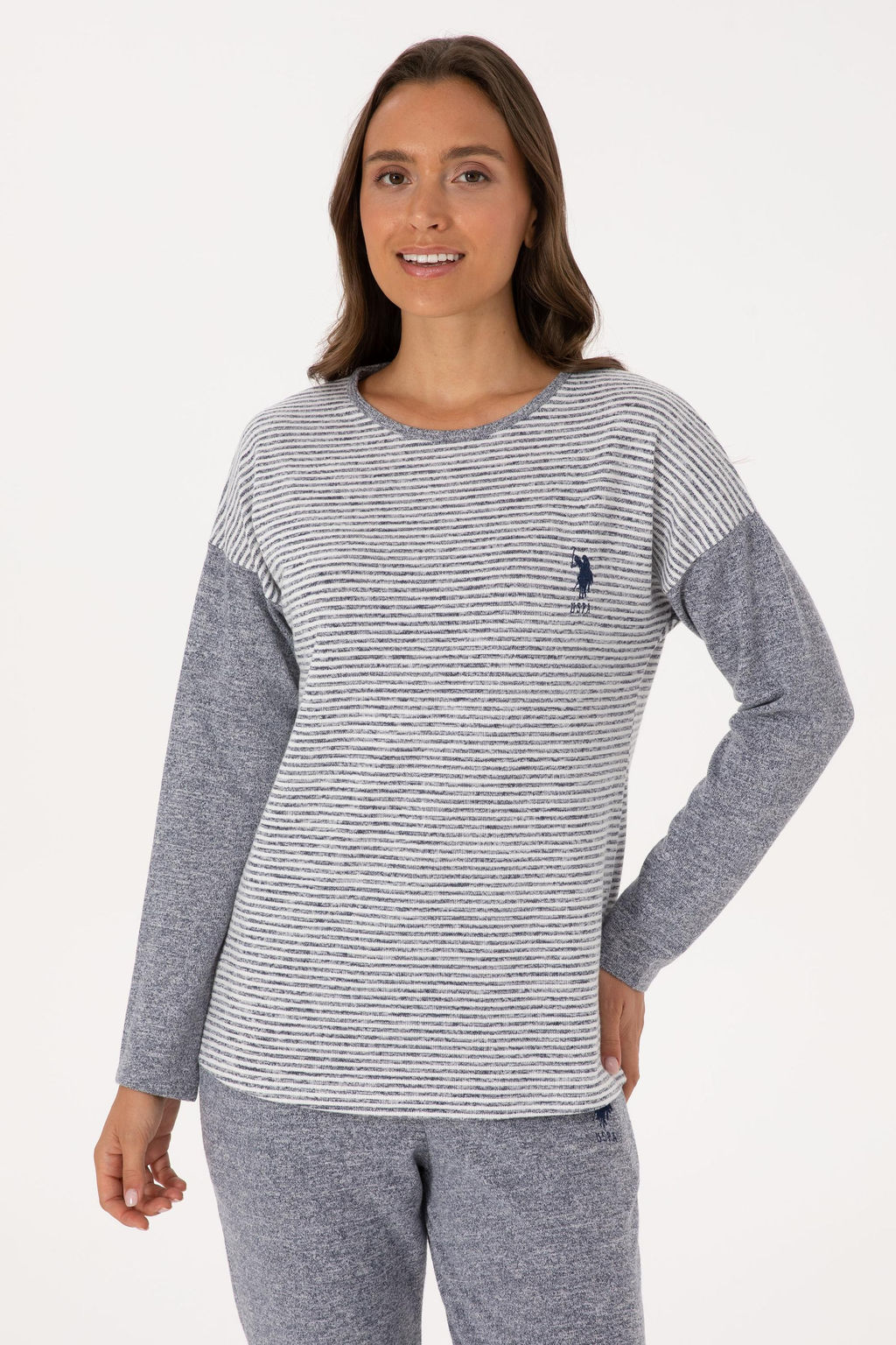Kad_n Gri Melanj Pijama Tak_m_ - U.s. polo assn фото 3