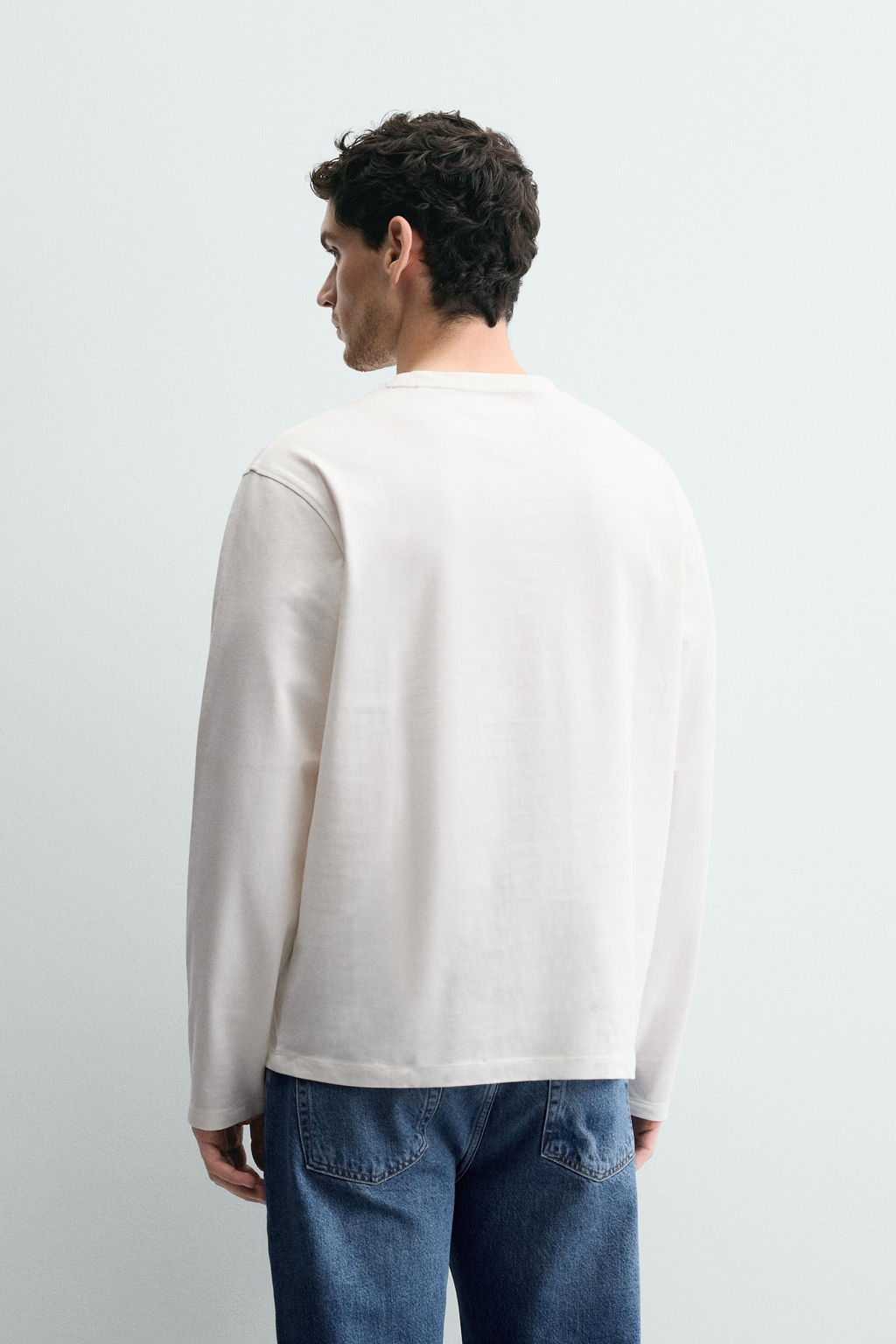 CAMISETA MEDIUM WEIGHT MANGA LARGA / Blanco - Zara фото 3