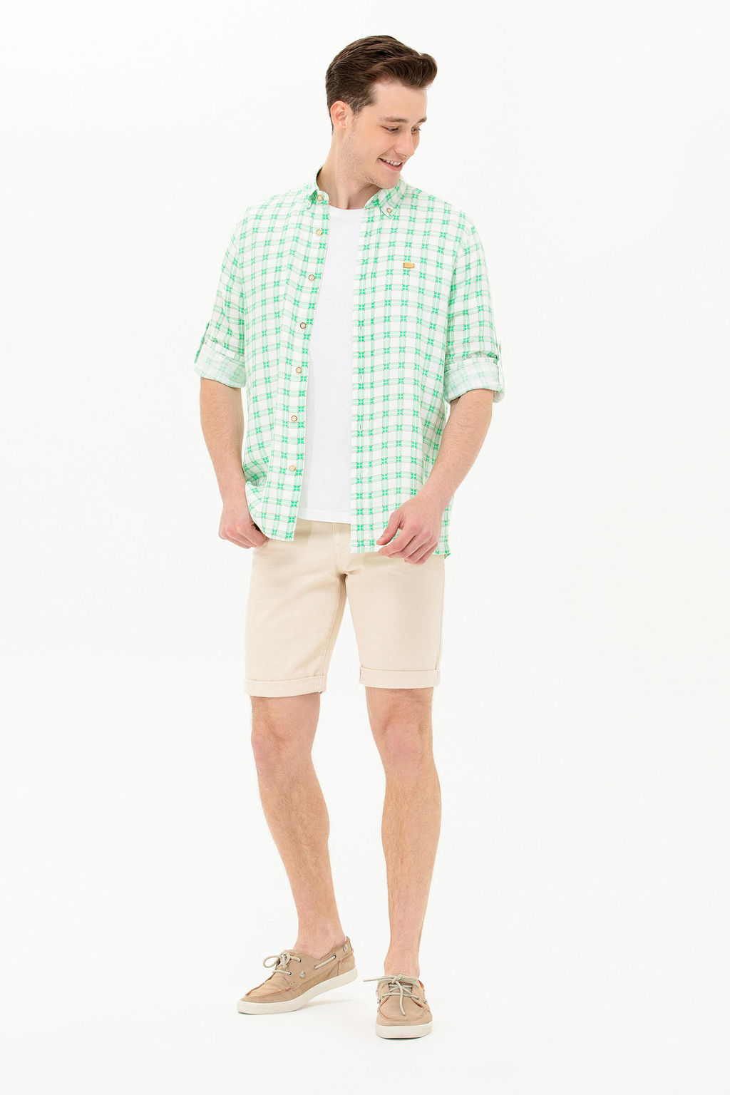 U. S. Polo Assn Мужская зеленая рубашка в клетку - U.s. polo assn фото 4