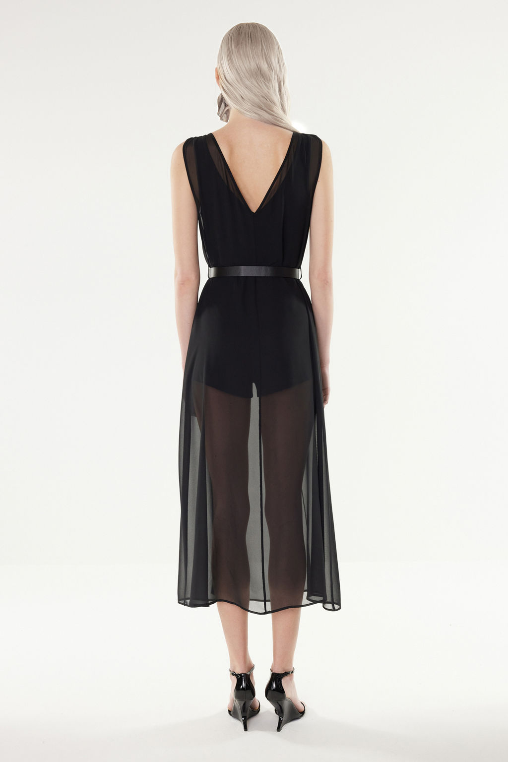 X Yapay Zeka Siyah Ici Tulum Detayl? Suni Deri Kemerli Dokuma Sifon Elbise TPRSS24EL00183 - Trendyolmilla фото 6