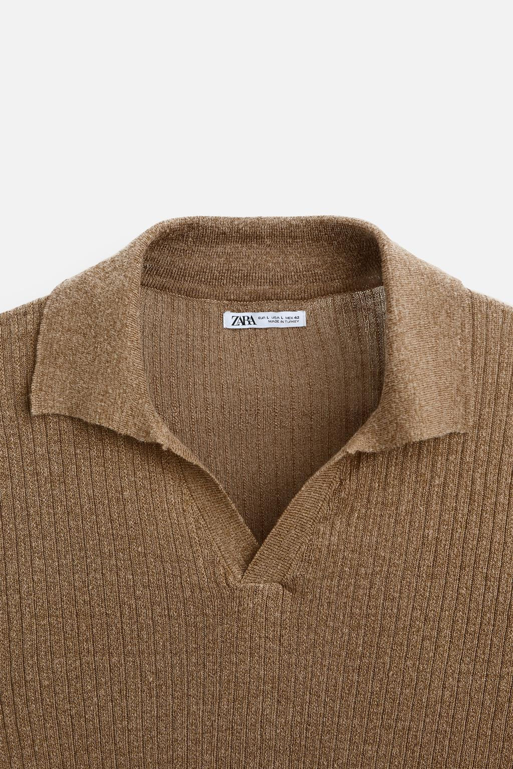 LINEN - VISCOSE KNIT POLO SHIRT - Zara фото 4