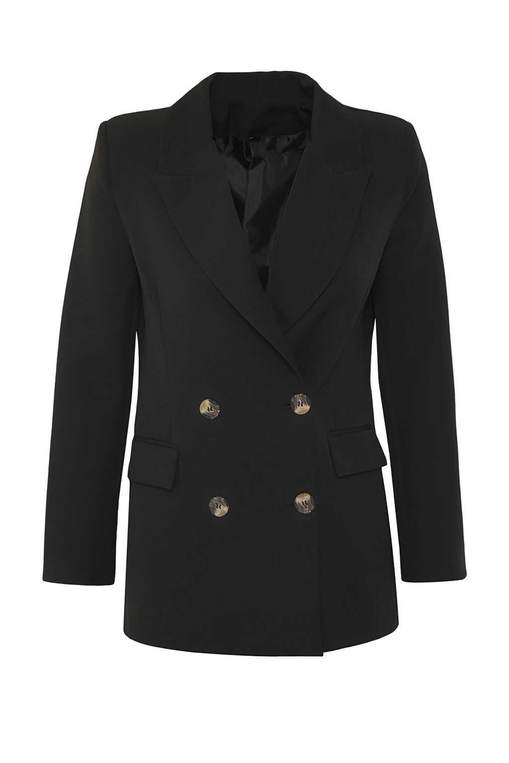 TRENDYOLMILLA Siyah Oversize Astarl? Kruvaze Kapama Dokuma Blazer Ceket TWOAW21CE0145  фото 2