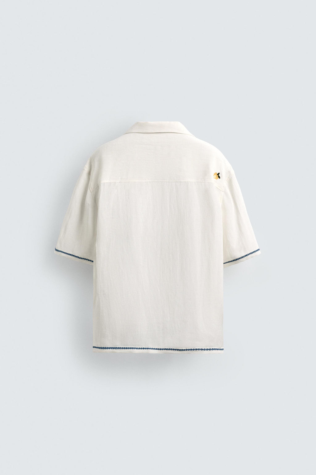 CAMISA VISCOSA - LINO BORDADOS CONTRASTE / Blanco - Zara фото 7