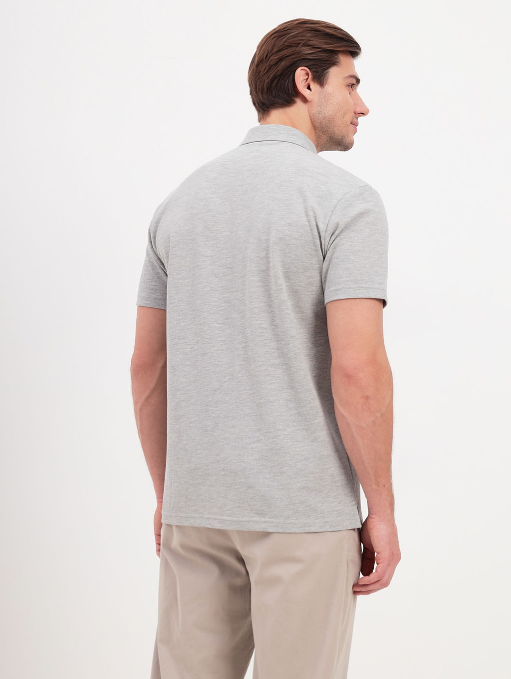 Джемпер мужской с воротником поло короткий рукав GREG G144-PM1246T-UT02 (серый м)  фото 5