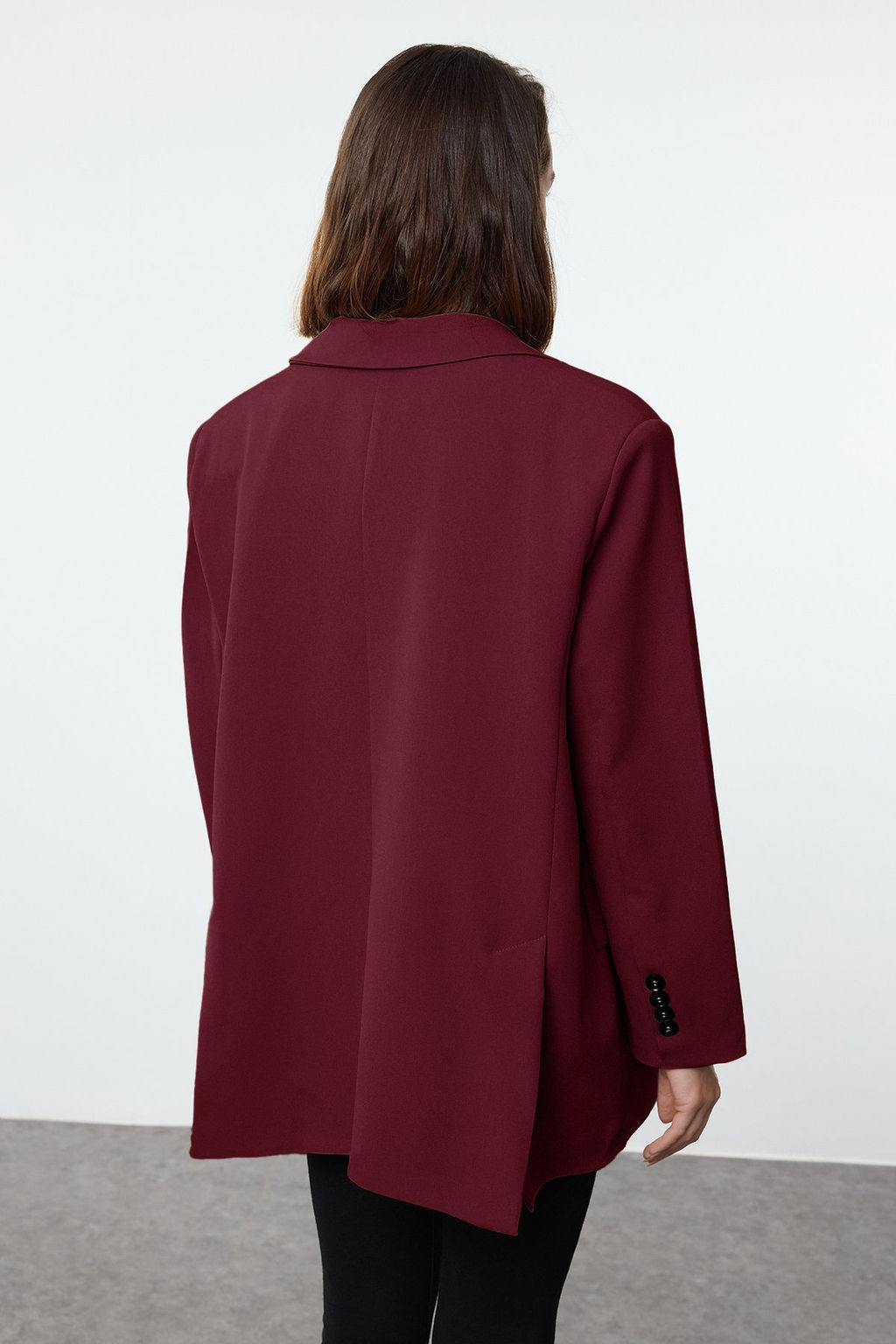 Bordo Ekstra Oversize Dokuma Blazer Ceket TWOAW24BC00107