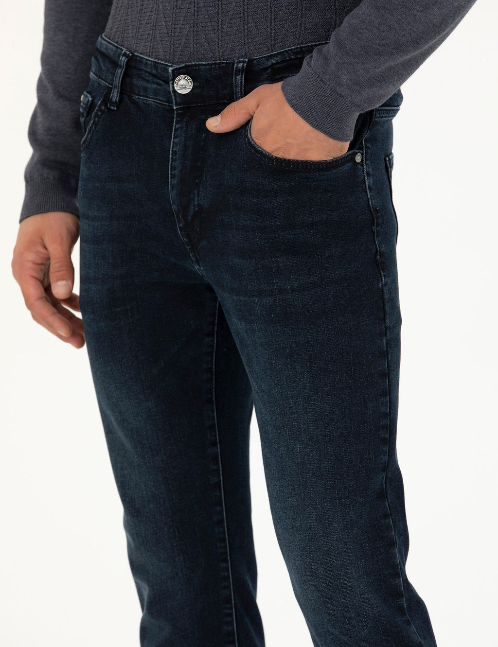 Lacivert Slim Fit Jean Pantolon
