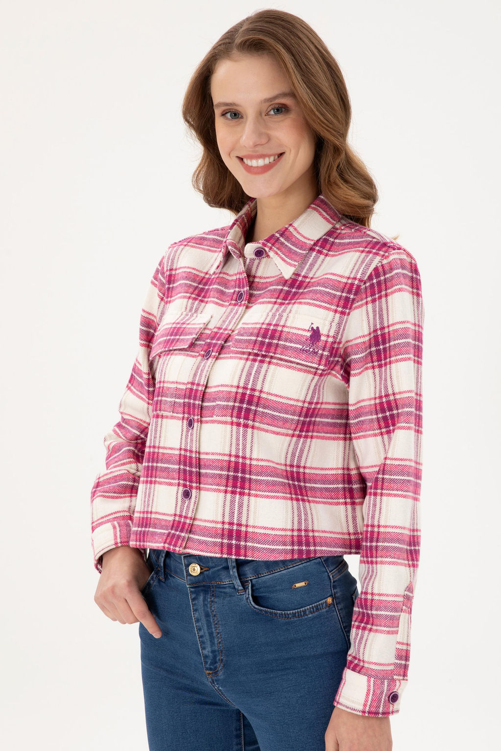 Женская фиолетовая рубашка с длинным рукавом Дополнительная скидка 11% в корзине - U.s. polo assn фото 3