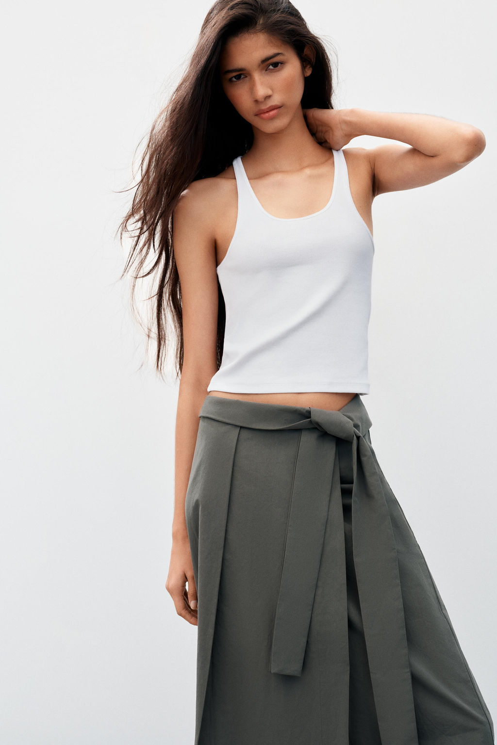 FALDA MIDI CRUZADA / petro lavado - Zara фото 3