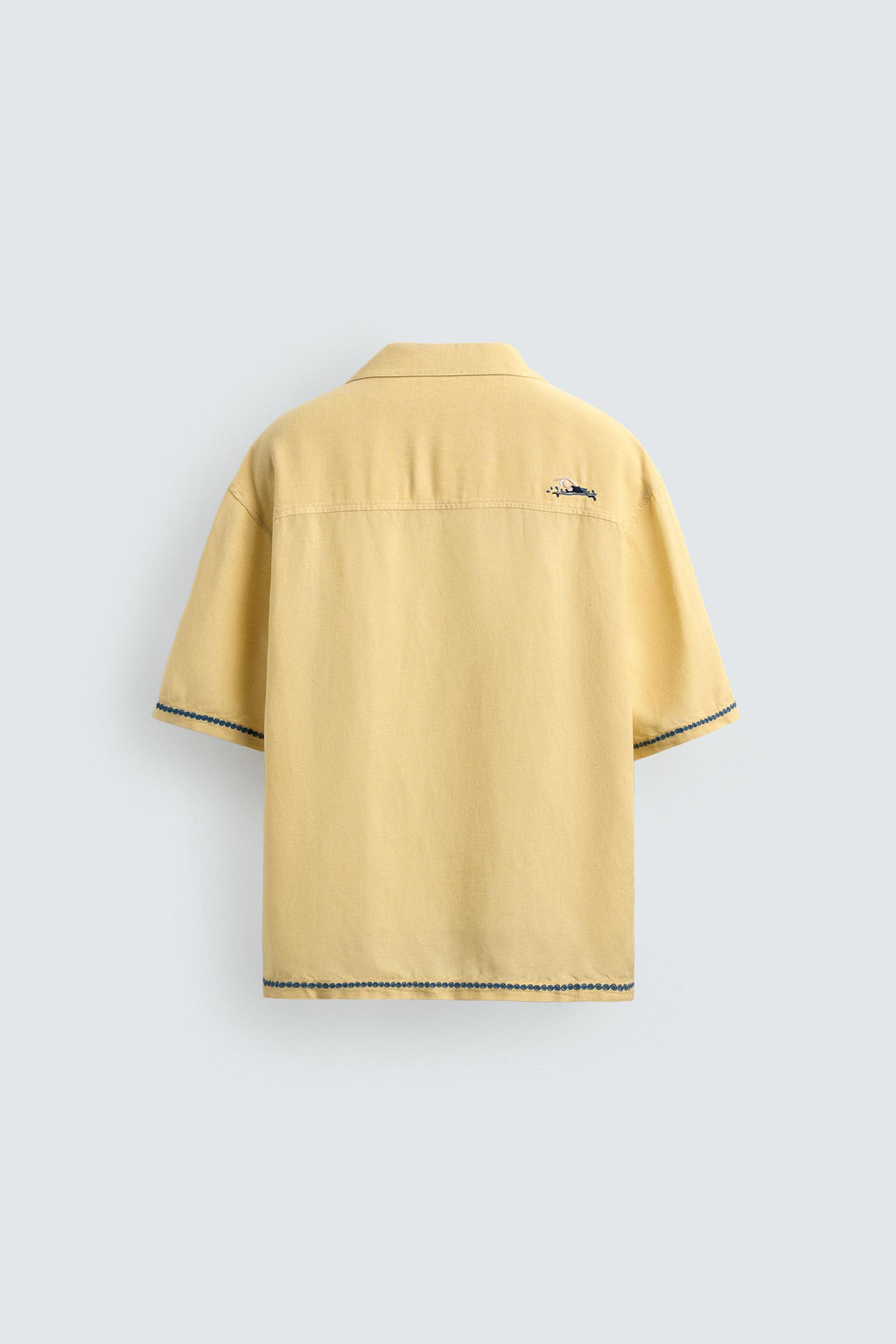 CAMISA VISCOSA - LINO BORDADOS CONTRASTE / Amarillo pastel - Zara фото 7
